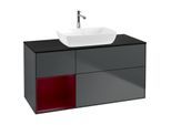 Villeroy und Boch Finion Waschtischunterschrank F822HBHG 120cm, Abdeckplatte black matt, Regale Peony matt lacquer, Midnight Blue Matt Lacquer