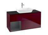Villeroy und Boch Finion Waschtischunterschrank F822HGHB 120cm, Abdeckplatte black matt, Regale Midnight matt lacquer, Peony Matt