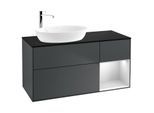 Villeroy und Boch Finion Waschtischunterschrank G932MTHG 120cm, Abdeckplatte black matt, Emotion, Regale White matt lacquer, Midnight Blue Matt Lacquer