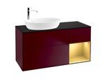 Villeroy und Boch Finion Waschtischunterschrank G932HFHB 120cm, Abdeckplatte black matt, Emotion, Regale Gold matt lacquer, Peony Matt