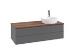 Villeroy und Boch Antao Waschtisch-Unterschrank K23152GK 120x36x50cm, Hahnloch, Waschbeckenplattenfarbe warm walnut, anthracite matt lacquer