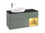 Villeroy und Boch Finion Waschtischunterschrank G932HFGM 120cm, Abdeckplatte black matt, Emotion, Regale Gold matt lacquer, Olive Matt Lacquer