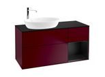 Villeroy und Boch Finion Waschtischunterschrank G932PDHB 120cm, Abdeckplatte black matt, Emotion, Regale Black matt lacquer, Peony Matt