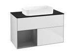Villeroy und Boch Finion Waschtischunterschrank F652GKMT 100x60,3x50,1cm, Regal links Anthracite matt, White matt lacquer