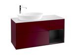 Villeroy und Boch Finion Waschtischunterschrank F931PDHB 120cm, Abdeckplatte white matt, Regale Black matt lacquer, Peony Matt