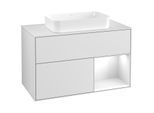Villeroy und Boch Finion Waschtischunterschrank F661GFMT 100x60,3x50,1cm, Regal rechts Glossy white lacquer, White matt lacquer