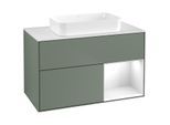 Villeroy und Boch Finion Waschtischunterschrank F661GFGM 100x60,3x50,1cm, Regal rechts Glossy white lacquer, Olive Matt Lacquer