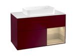 Villeroy und Boch Finion Waschtischunterschrank F661PCHB 100x60,3x50,1cm, Regal rechts Oak Veneer, Peony Matt