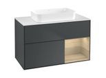 Villeroy und Boch Finion Waschtischunterschrank F661PCHG 100x60,3x50,1cm, Regal rechts Oak Veneer, Midnight Blue Matt Lacquer