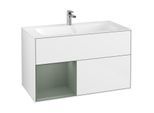 Villeroy und Boch Finion Waschtischunterschrank F030GMGF 99,6x59,1x49,8cm, Regal links Olive Matt Lacquer, Glossy white lacquer