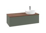 Villeroy und Boch Antao Waschtisch-Unterschrank L34152HL 120x36x50cm, Hahnloch, Waschbeckenplattenfarbe warm walnut, leaf green matt lacquer
