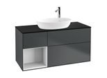 Villeroy und Boch Finion Waschtischunterschrank F942GFHG 120cm, Abdeckplatte black matt, Regale Glossy white lacquer, Midnight Blue Matt Lacquer