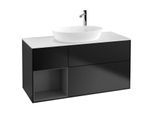 Villeroy und Boch Finion Waschtischunterschrank F941GKPD 120cm, Abdeckplatte white matt, Regale Anthracite matt lacquer, Black matt lacquer