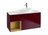 Villeroy und Boch Finion Waschtischunterschrank F941HFHB 120cm, Abdeckplatte white matt, Regale Gold matt lacquer, Peony Matt