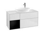 Villeroy und Boch Finion Waschtischunterschrank F941PDMT 120cm, Abdeckplatte white matt, Regale Black matt lacquer, White matt lacquer