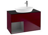 Villeroy und Boch Finion Waschtischunterschrank F892GKHB 100cm, Abdeckplatte black matt, Regale Anthracite matt lacquer, Peony Matt