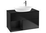Villeroy und Boch Finion Waschtischunterschrank F892PDPD 100cm, Abdeckplatte black matt, Regale Black matt lacquer, Black matt lacquer