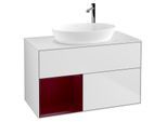 Villeroy und Boch Finion Waschtischunterschrank F891HBMT 100cm, Abdeckplatte white matt, Regale Peony matt lacquer, White matt lacquer