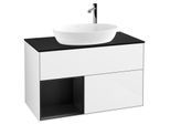 Villeroy und Boch Finion Waschtischunterschrank G892PDGF 100cm, Abdeckplatte black matt, Emotion, Regale Black matt lacquer, Glossy white lacquer