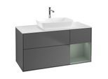 Villeroy und Boch Finion Waschtischunterschrank G831GMGK 120cm, Abdeckplatte white matt, Emotion, Regale Olive matt lacquer, Anthracite matt