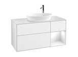Villeroy und Boch Finion Waschtischunterschrank F951GFGF 120cm, Abdeckplatte white matt, Regale Glossy white lacquer, Glossy white lacquer