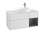 Villeroy und Boch Finion Waschtischunterschrank F951HGMT 120cm, Abdeckplatte white matt, Regale Midnight matt lacquer, White matt lacquer