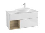 Villeroy und Boch Finion Waschtischunterschrank G941PCMT 120cm, Abdeckplatte white matt, Emotion, Regale Oak Veneer, White matt lacquer