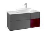 Villeroy und Boch Finion Waschtischunterschrank F951HBGK 120cm, Abdeckplatte white matt, Regale Peony matt lacquer, Anthracite matt