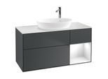 Villeroy und Boch Finion Waschtischunterschrank G951GFHG 120cm, Abdeckplatte white matt, Emotion, Regale Glossy white lacquer, Midnight Blue Matt Lacquer