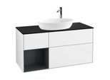 Villeroy und Boch Finion Waschtischunterschrank G942HGGF 120cm, Abdeckplatte black matt, Emotion, Regale Midnight matt lacquer, Glossy white lacquer
