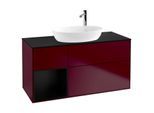 Villeroy und Boch Finion Waschtischunterschrank G942PDHB 120cm, Abdeckplatte black matt, Emotion, Regale Black matt lacquer, Peony Matt