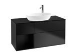 Villeroy und Boch Finion Waschtischunterschrank G942PDPD 120cm, Abdeckplatte black matt, Emotion, Regale Black matt lacquer, Black matt lacquer