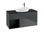 Villeroy und Boch Finion Waschtischunterschrank G942PDHG 120cm, Abdeckplatte black matt, Emotion, Regale Black matt lacquer, Midnight Blue Matt Lacquer