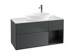 Villeroy und Boch Finion Waschtischunterschrank G951PDHG 120cm, Abdeckplatte white matt, Emotion, Regale Black matt lacquer, Midnight Blue Matt Lacquer
