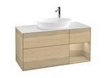 Villeroy und Boch Finion Waschtischunterschrank G951PCPC 120cm, Abdeckplatte white matt, Emotion, Regale Oak Veneer, Oak Veneer