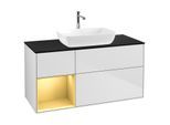 Villeroy und Boch Finion Waschtischunterschrank G822HFMT 120cm, Abdeckplatte black matt, Emotion, Regale Gold matt lacquer, White matt lacquer