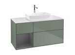 Villeroy und Boch Finion Waschtischunterschrank G821GKGM 120cm, Abdeckplatte white matt, Emotion, Regale Anthracite matt lacquer, Olive Matt Lacquer