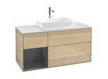 Villeroy und Boch Finion Waschtischunterschrank G821HGPC 120cm, Abdeckplatte white matt, Emotion, Regale Midnight matt lacquer, Oak Veneer