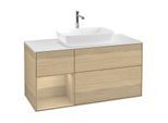 Villeroy und Boch Finion Waschtischunterschrank G821PCPC 120cm, Abdeckplatte white matt, Emotion, Regale Oak Veneer, Oak Veneer