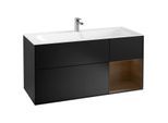 Villeroy und Boch Finion Waschtischunterschrank F070GNPD 119,6x59,1cm, Regal rechts Walnut veneer, Black matt lacquer