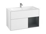 Villeroy und Boch Finion Waschtischunterschrank G040HGGF 99,6x59,1cm, Emotion, Regal rechts Midnight Blue Matt Lacquer, Glossy white lacquer