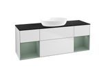Villeroy und Boch Finion Waschtischunterschrank FD02GMMT 120cm, Abdeckplatte black matt, Regale Olive matt lacquer, White matt lacquer