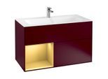 Villeroy und Boch Finion Waschtischunterschrank G030HFHB 99,6x59,1cm, Wandbeleuchtung, Regal links Gold matt, Peony Matt