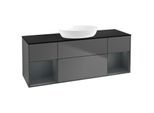 Villeroy und Boch Finion Waschtischunterschrank GD02HGGK 120cm, Abdeckplatte black matt, Emotion, Regale Midnight matt lacquer, Anthracite matt