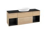 Villeroy und Boch Finion Waschtischunterschrank GD02PDPC 120cm, Abdeckplatte black matt, Emotion, Regale Black matt lacquer, Oak Veneer