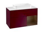Villeroy und Boch Finion Waschtischunterschrank G661GNHB 100x60,3x50,1cm, Regal rechts Walnut veneer, Peony Matt