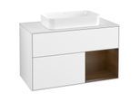 Villeroy und Boch Finion Waschtischunterschrank G661GNGF 100x60,3x50,1cm, Regal rechts Walnut veneer, Glossy white lacquer