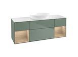 Villeroy und Boch Finion Waschtischunterschrank GD01PCGM 120cm, Abdeckplatte white matt, Emotion, Regale Oak Veneer, Olive Matt Lacquer