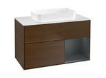 Villeroy und Boch Finion Waschtischunterschrank G661HGGN 100x60,3x50,1cm, Regal rechts Midnight Blue Matt Lacquer, Walnut veneer