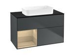 Villeroy und Boch Finion Waschtischunterschrank G652PCHG 100x60,3x50,1cm, Regal links Oak Veneer, Midnight Blue Matt Lacquer